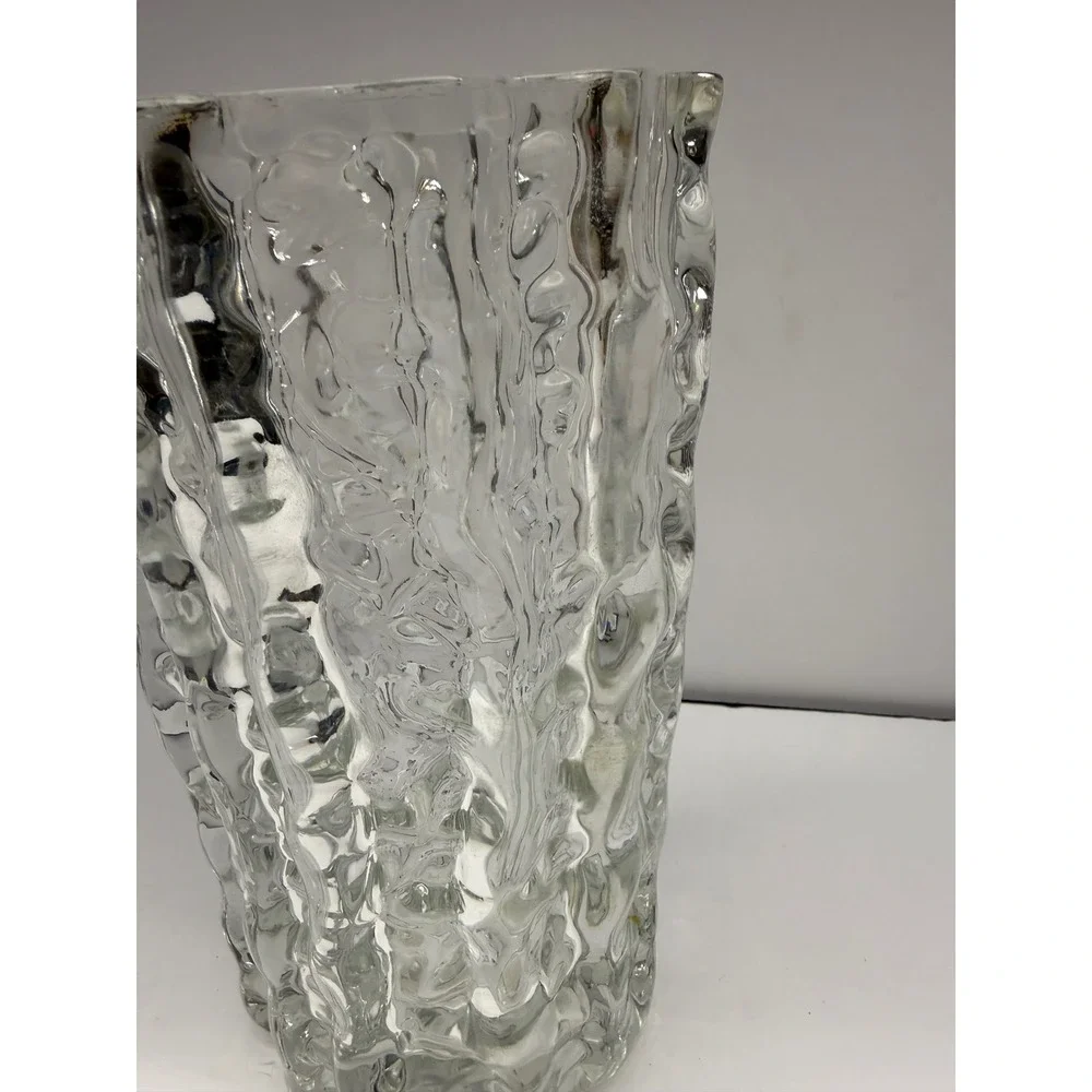 Mikasa Frostfire Crystal Vase 9.5 Inch WX058/625 Clear Textured Glass Japan
